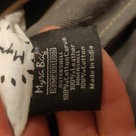 MYRA BAG - Crossbody/backpcCanvas Cowhide Med Shoulder Bag, Gray Brown and Beige - Picture 4 of 12